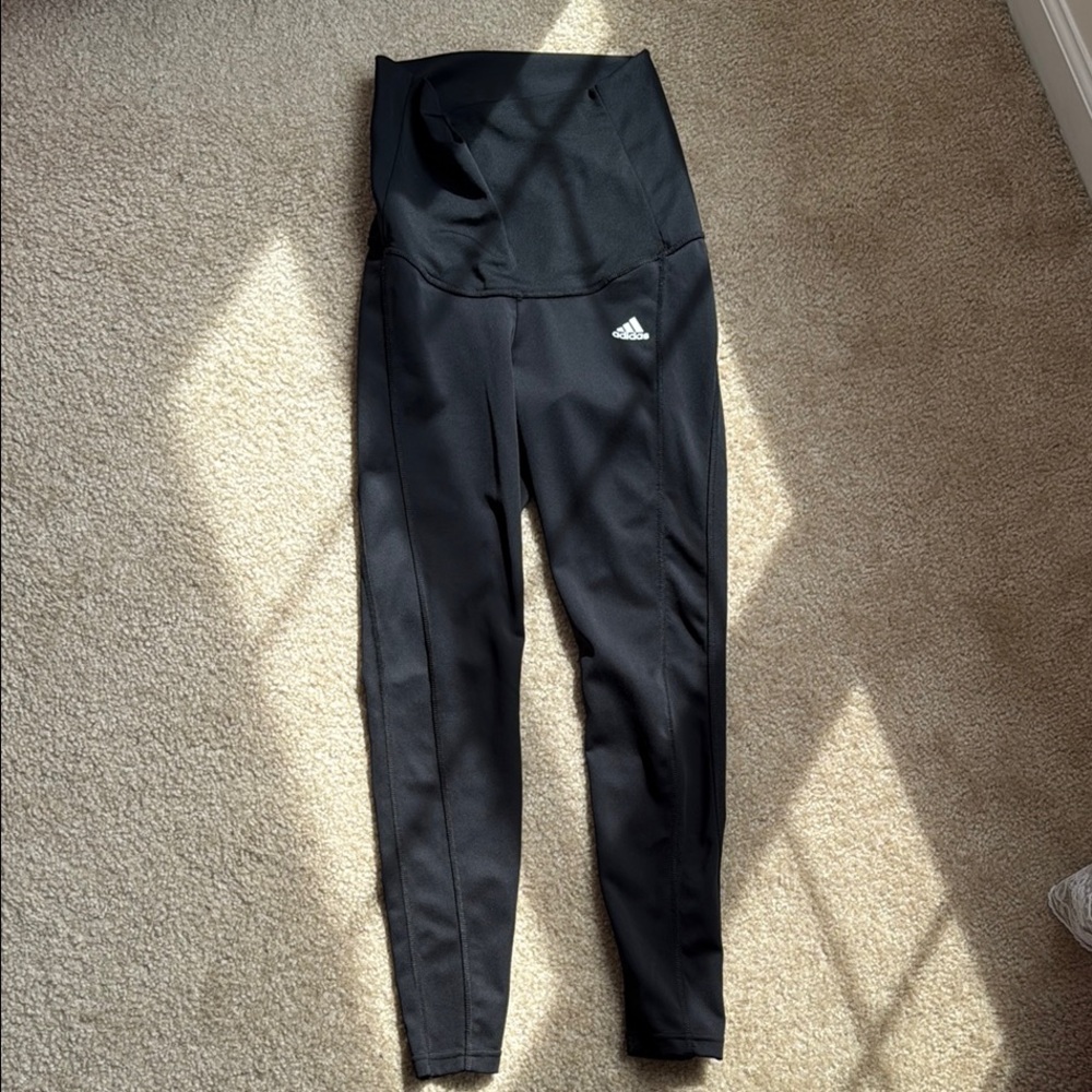 Adidas black full length maternity leggings - women’s small